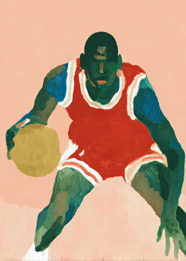 Arte desportiva: jogador de basquete em movimento