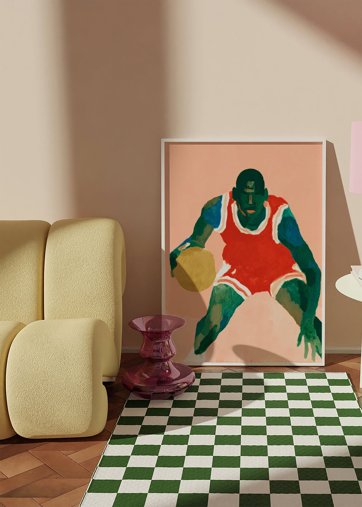 Arte desportiva: jogador de basquete em movimento