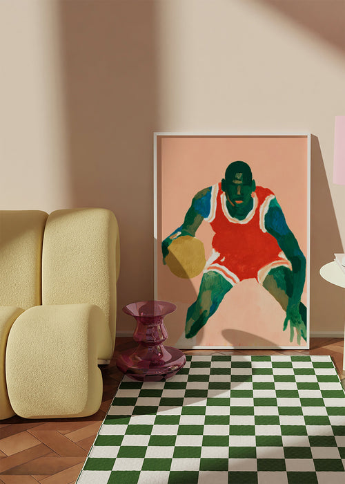 Arte desportiva: jogador de basquete em movimento