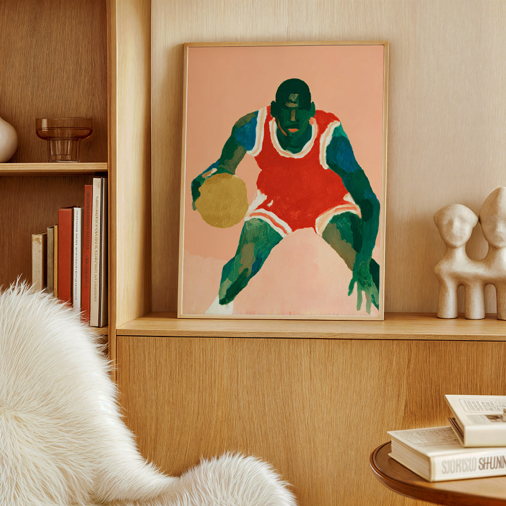 Arte desportiva: jogador de basquete em movimento