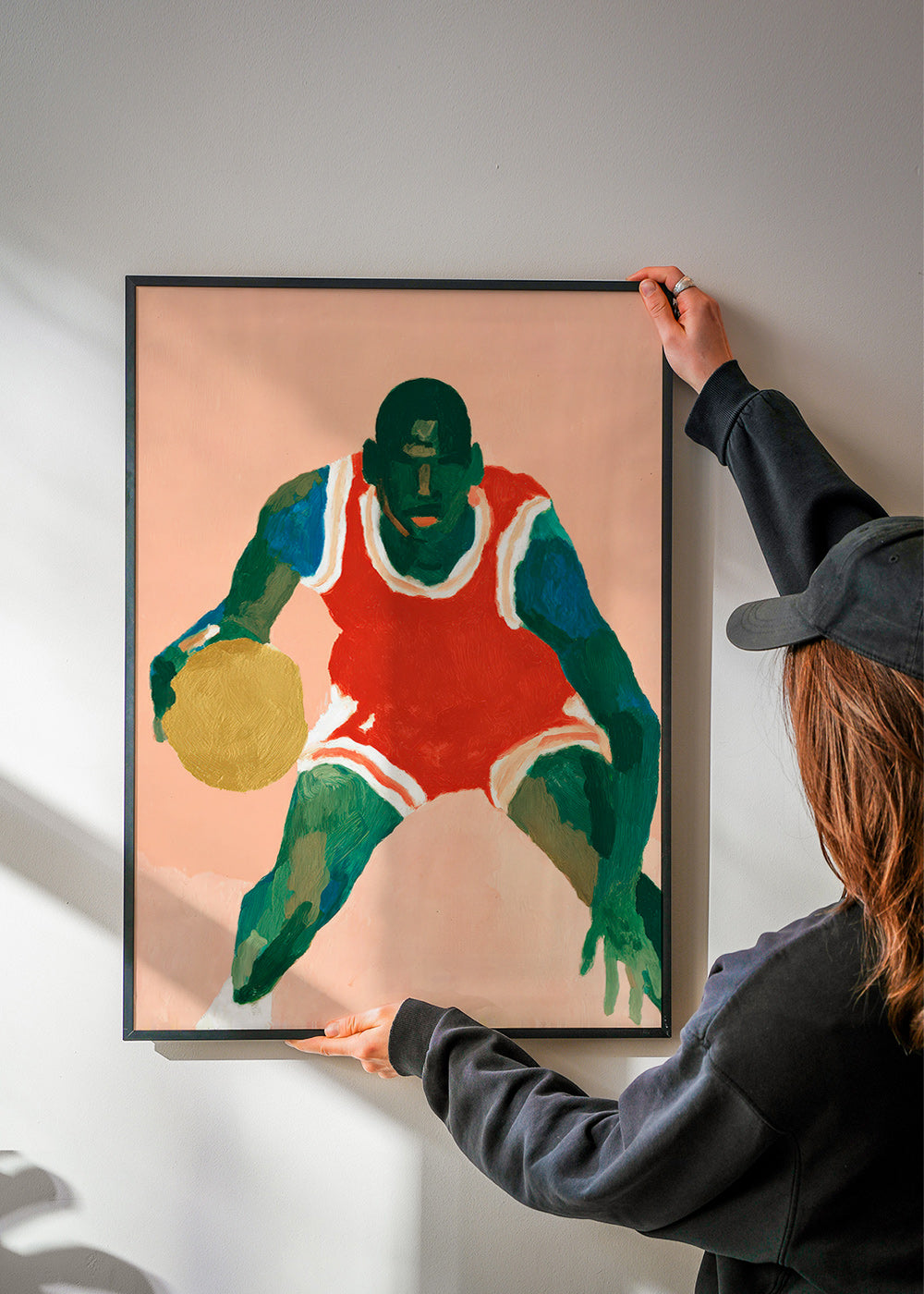 Arte desportiva: jogador de basquete em movimento