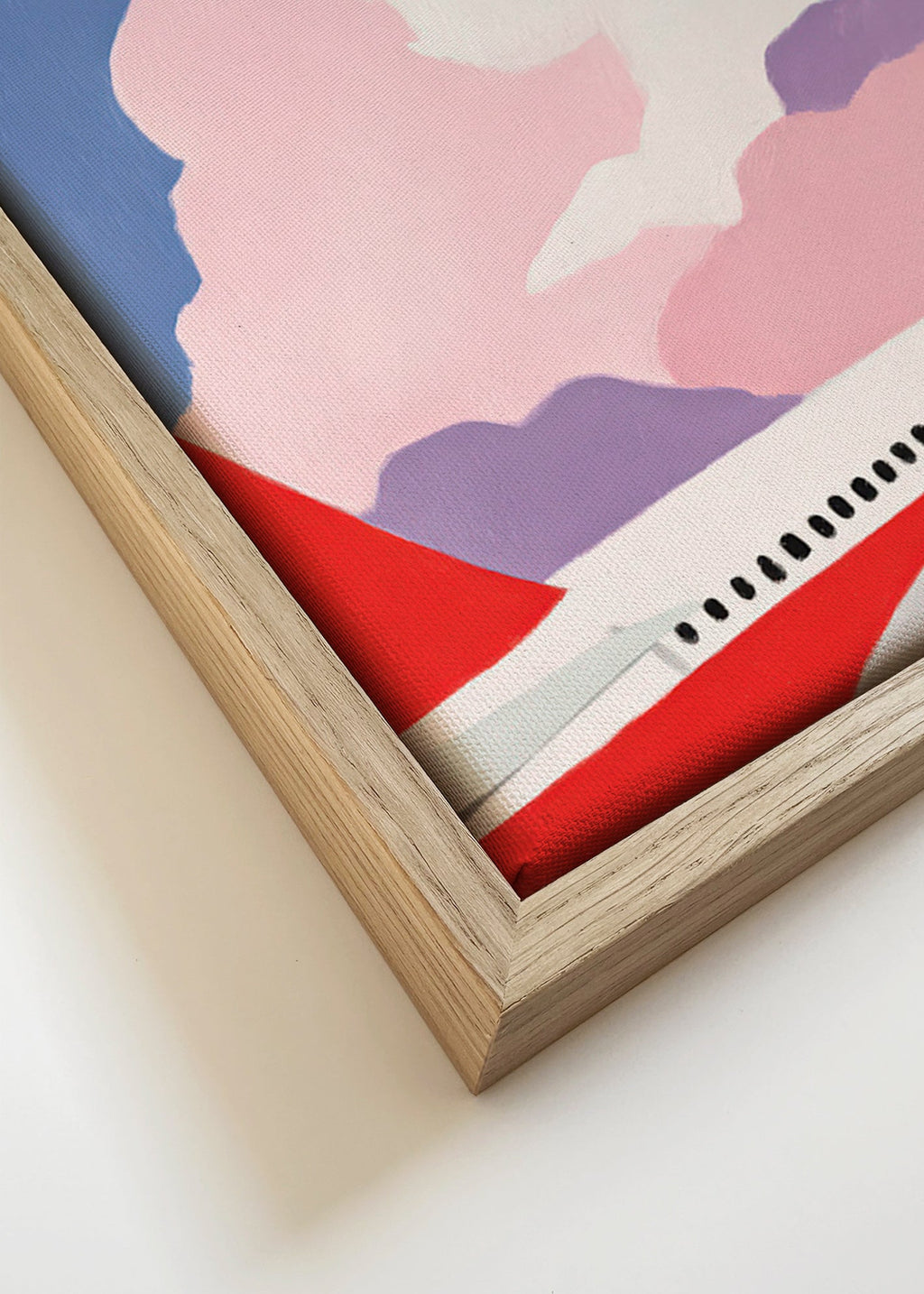 Ilustração avião entre nuvens rosas