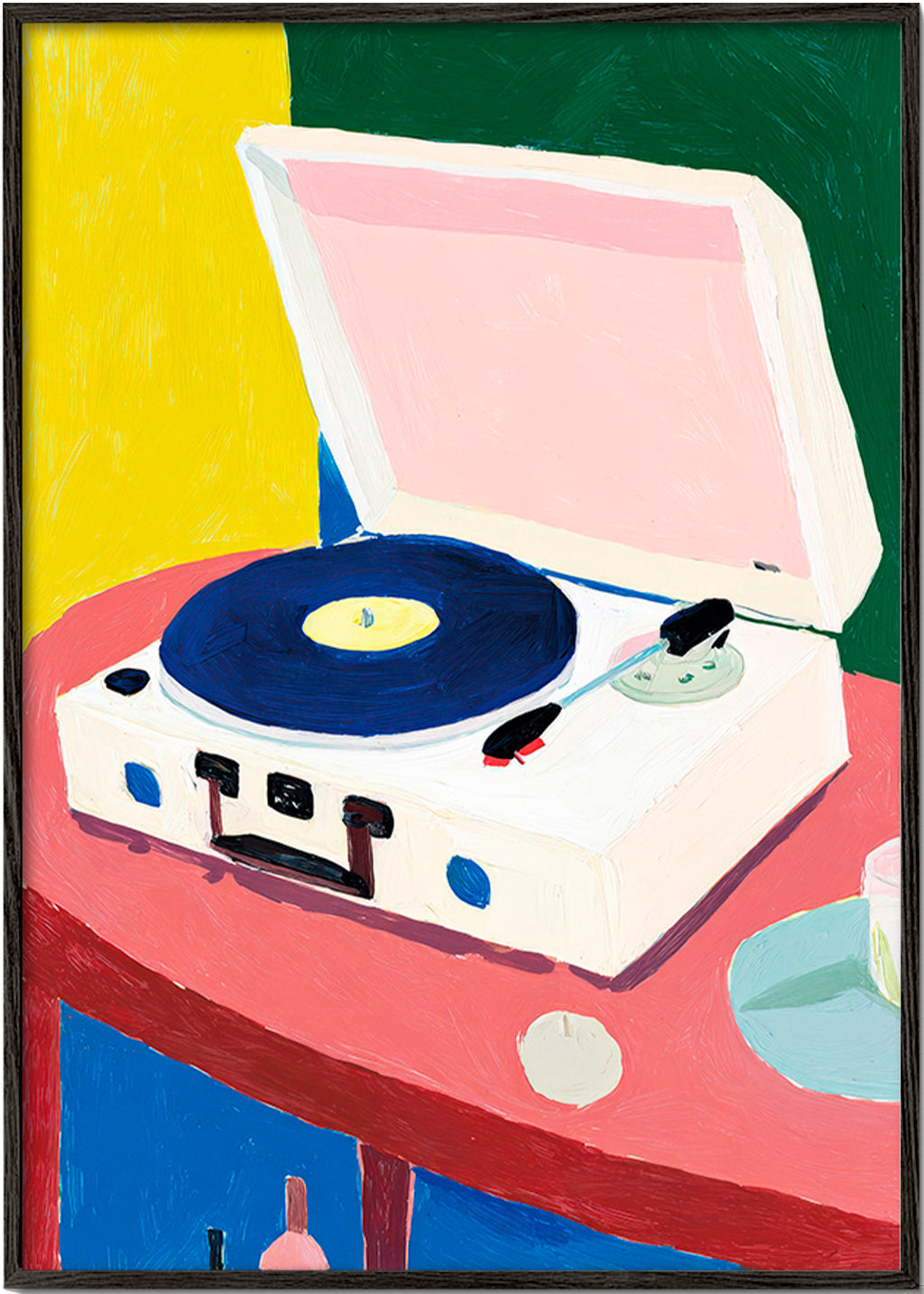 Ilustração: toca-discos retrô sobre mesa