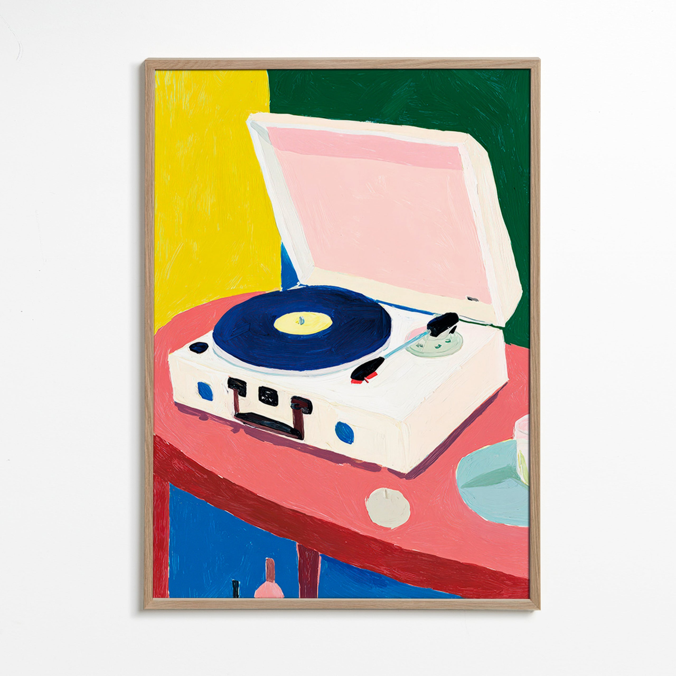 Ilustração: toca-discos retrô sobre mesa
