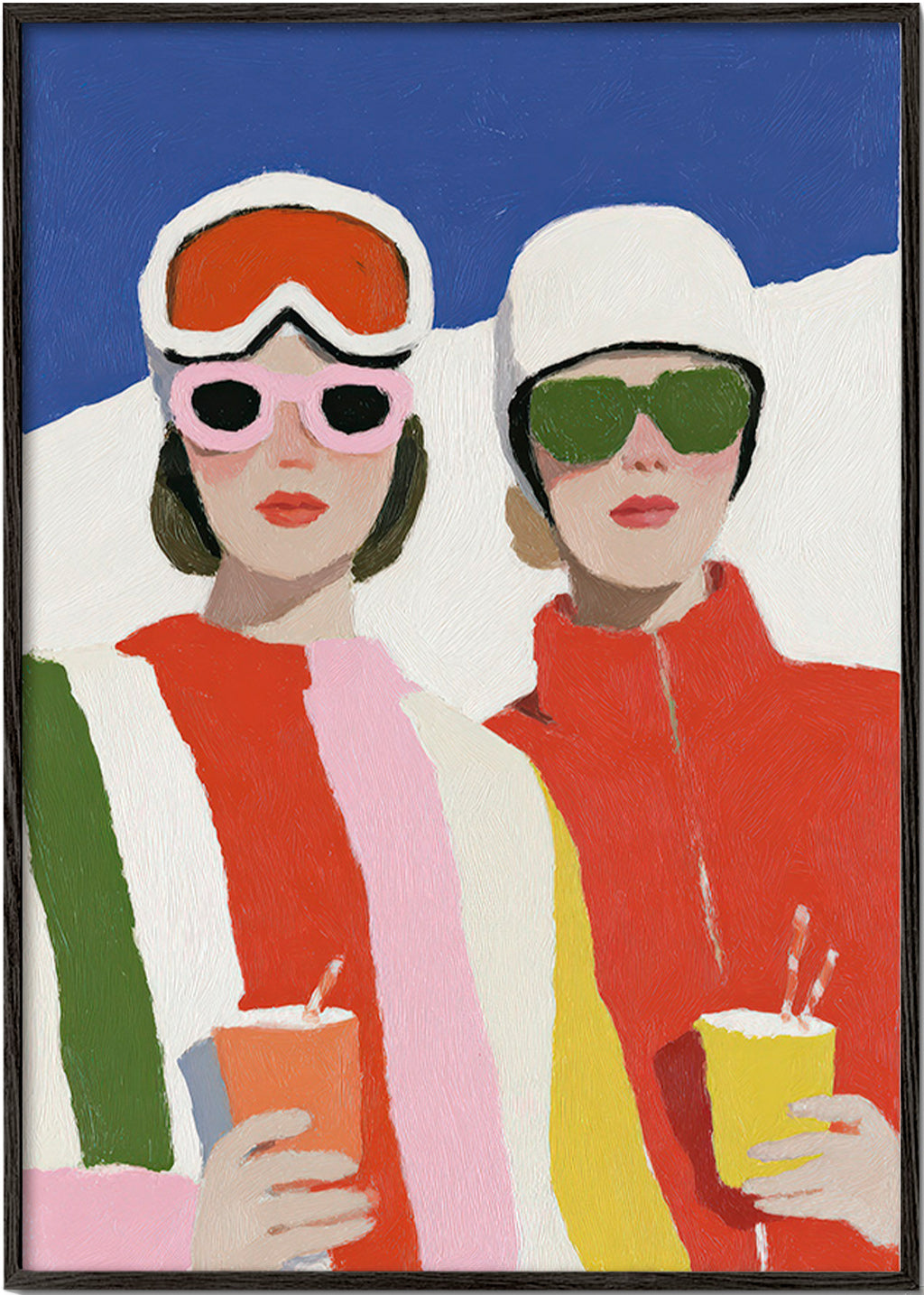 Ilustração après-ski com duas figuras