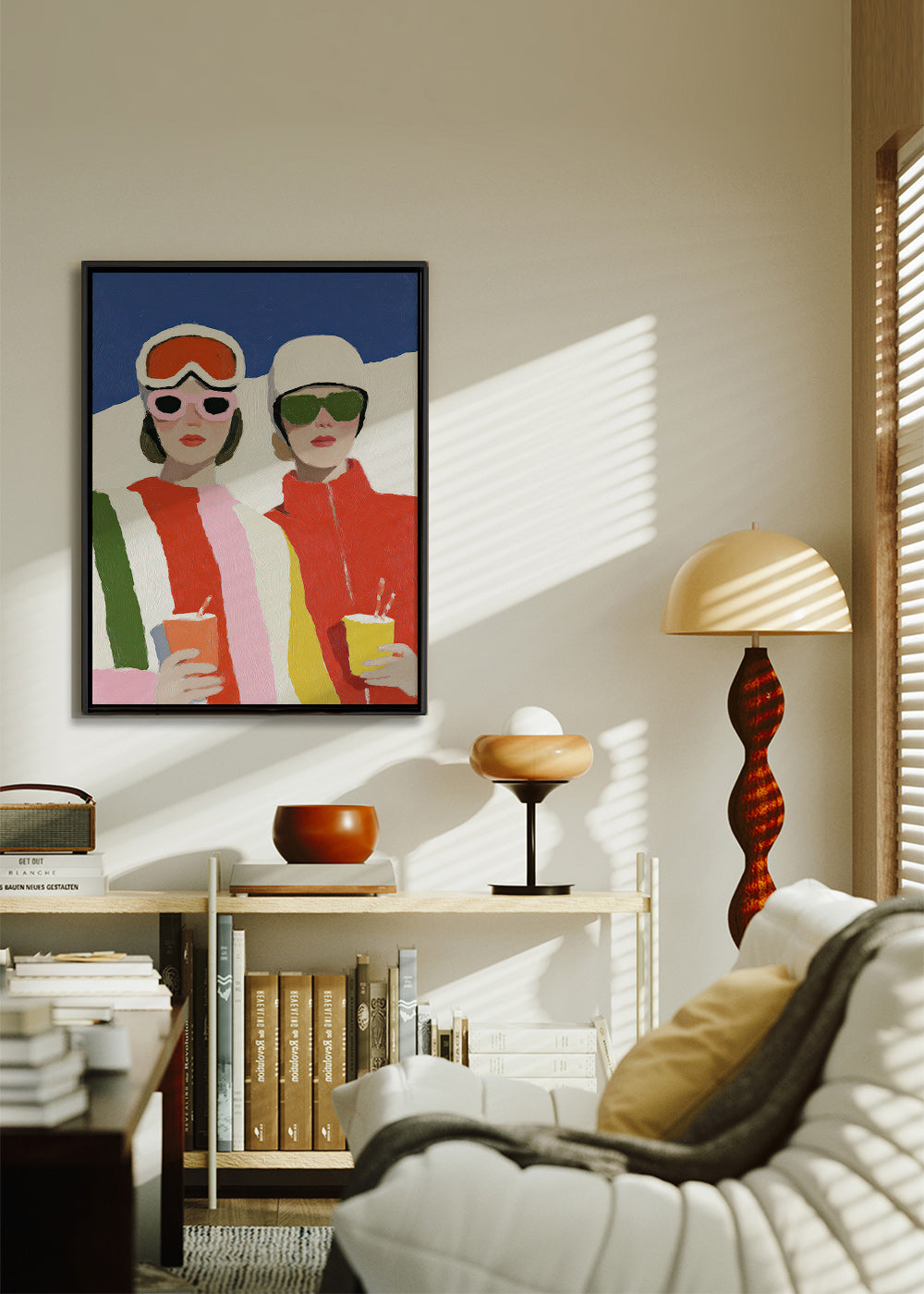 Ilustração après-ski com duas figuras