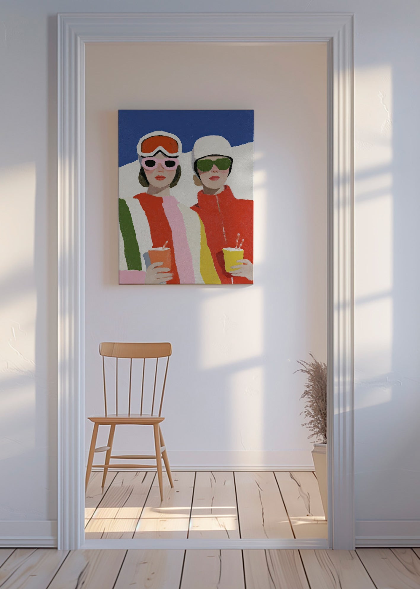 Ilustração après-ski com duas figuras