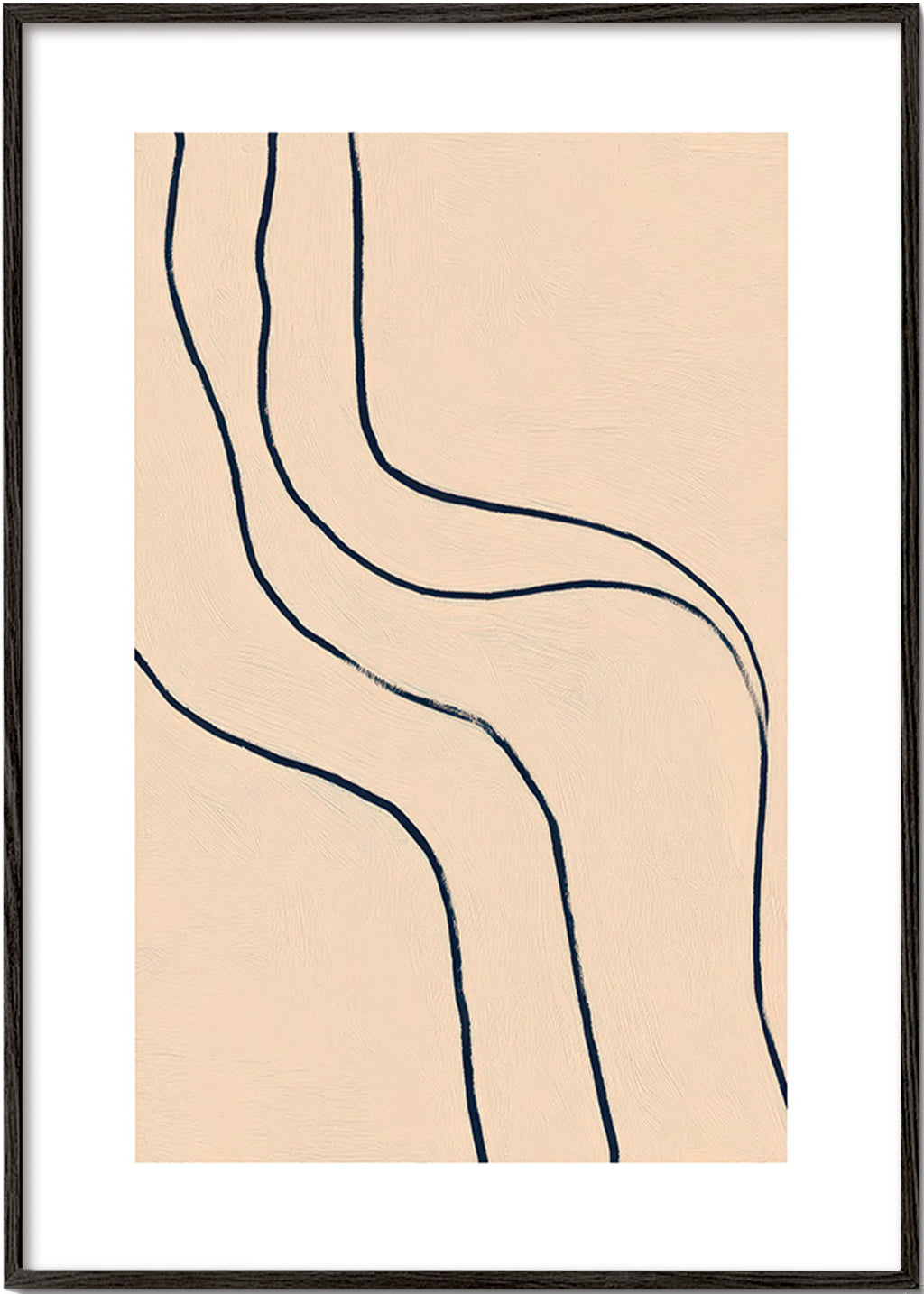 Quadro minimalista com linhas fluidas em bege