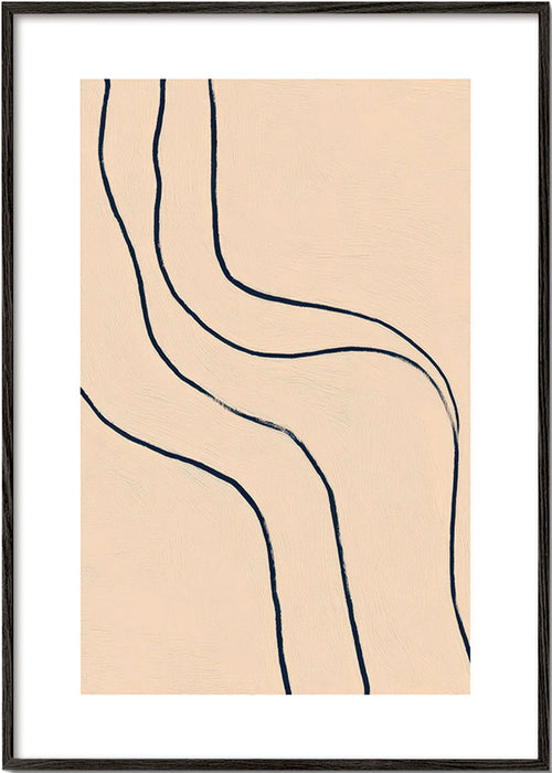 Quadro minimalista com linhas fluidas em bege