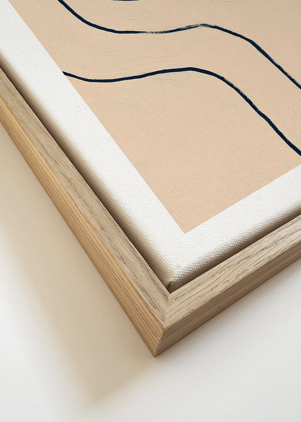 Quadro minimalista com linhas fluidas em bege