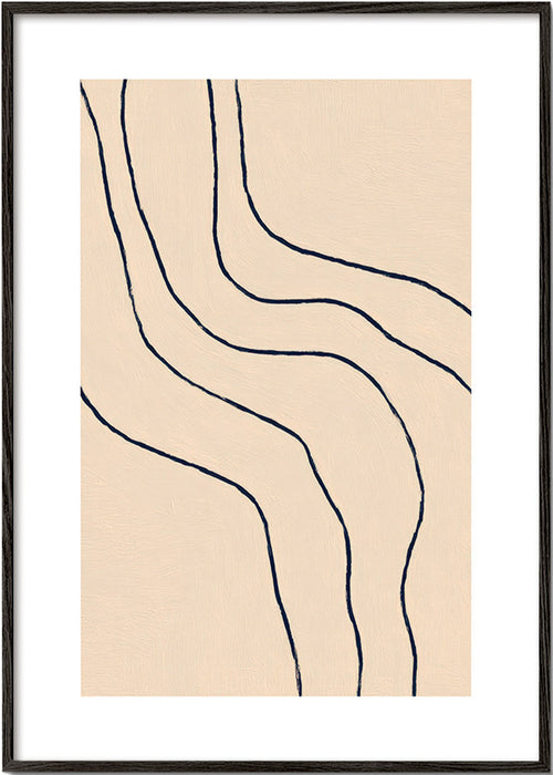 Quadro minimalista com traços orgânicos bege