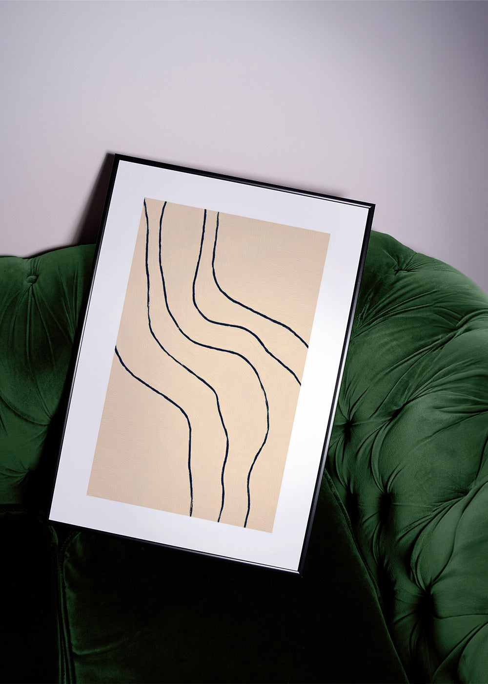 Quadro minimalista com traços orgânicos bege
