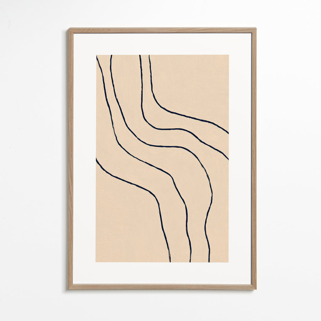 Quadro minimalista com traços orgânicos bege