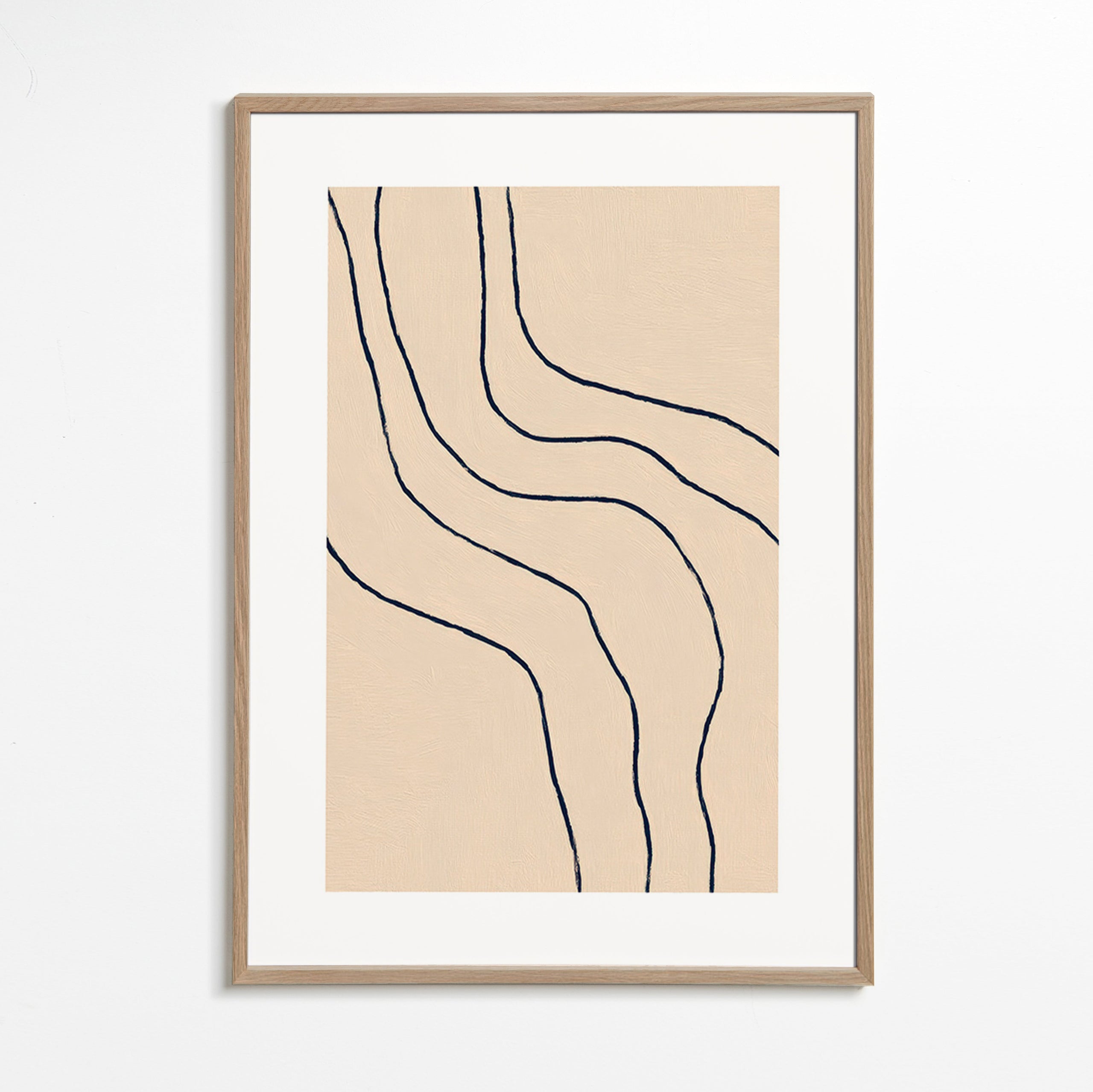 Quadro minimalista com traços orgânicos bege