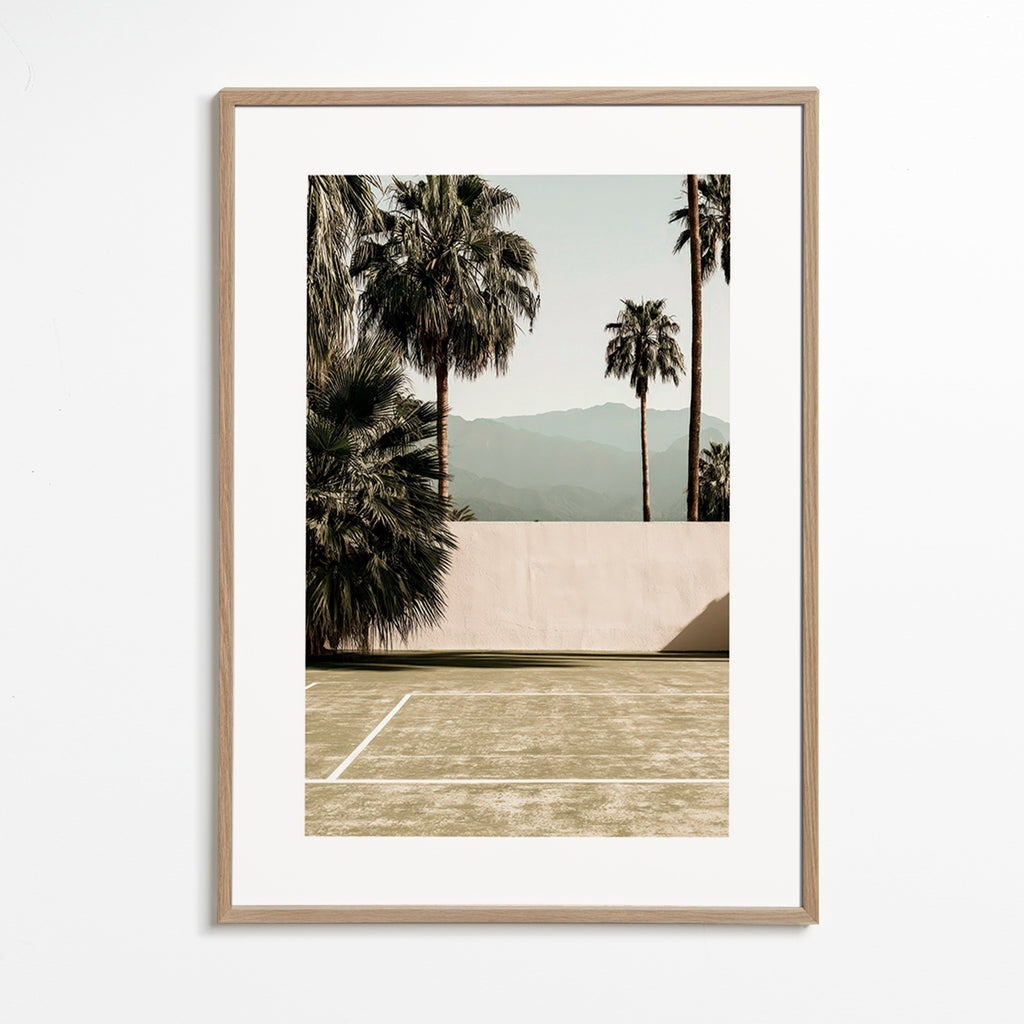 Arte para paisagem com palmeiras e parede minimal