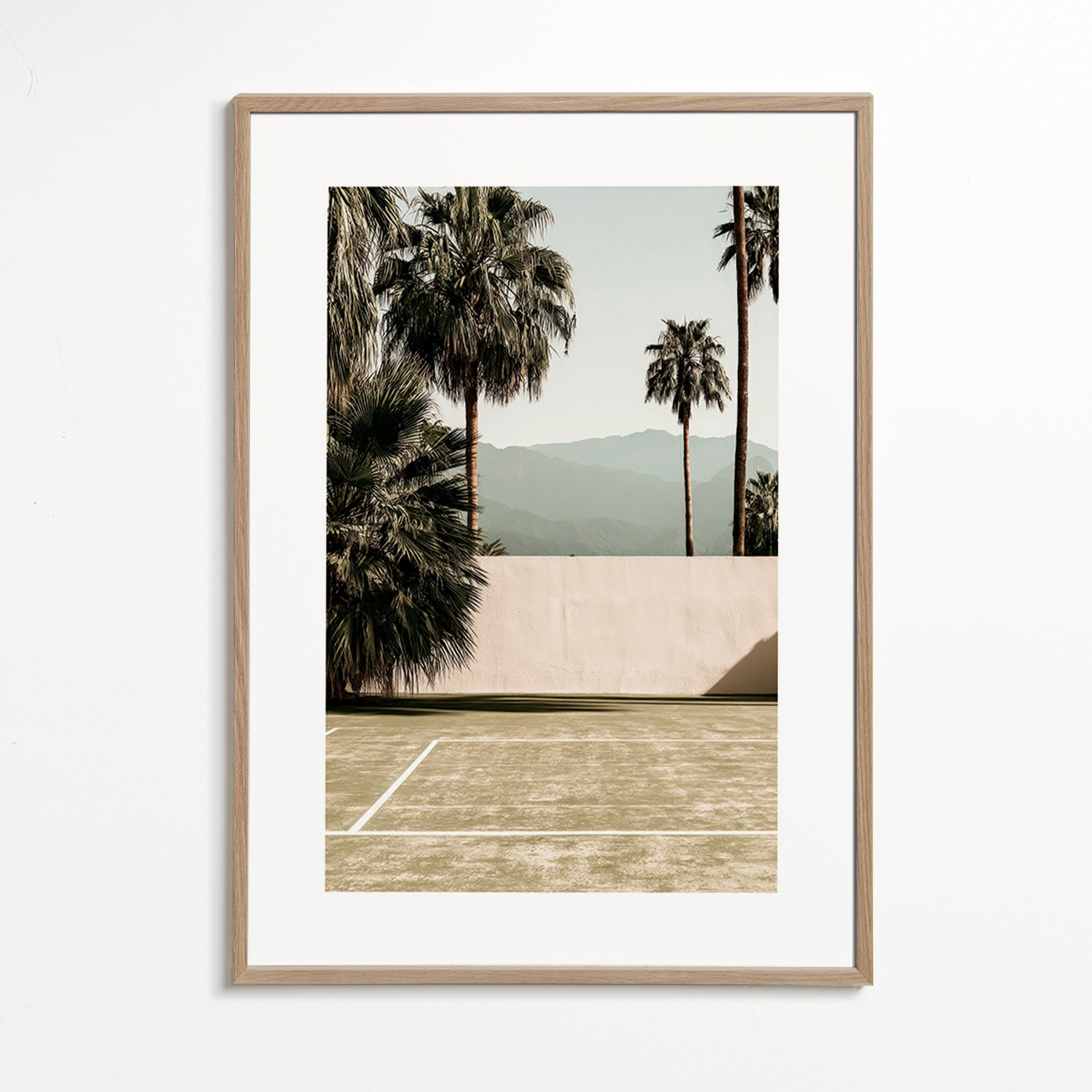 Arte para paisagem com palmeiras e parede minimal