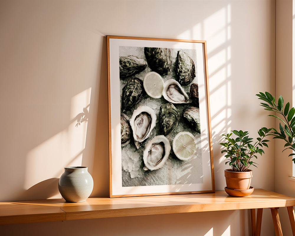Arte para cozinha ostras e limão