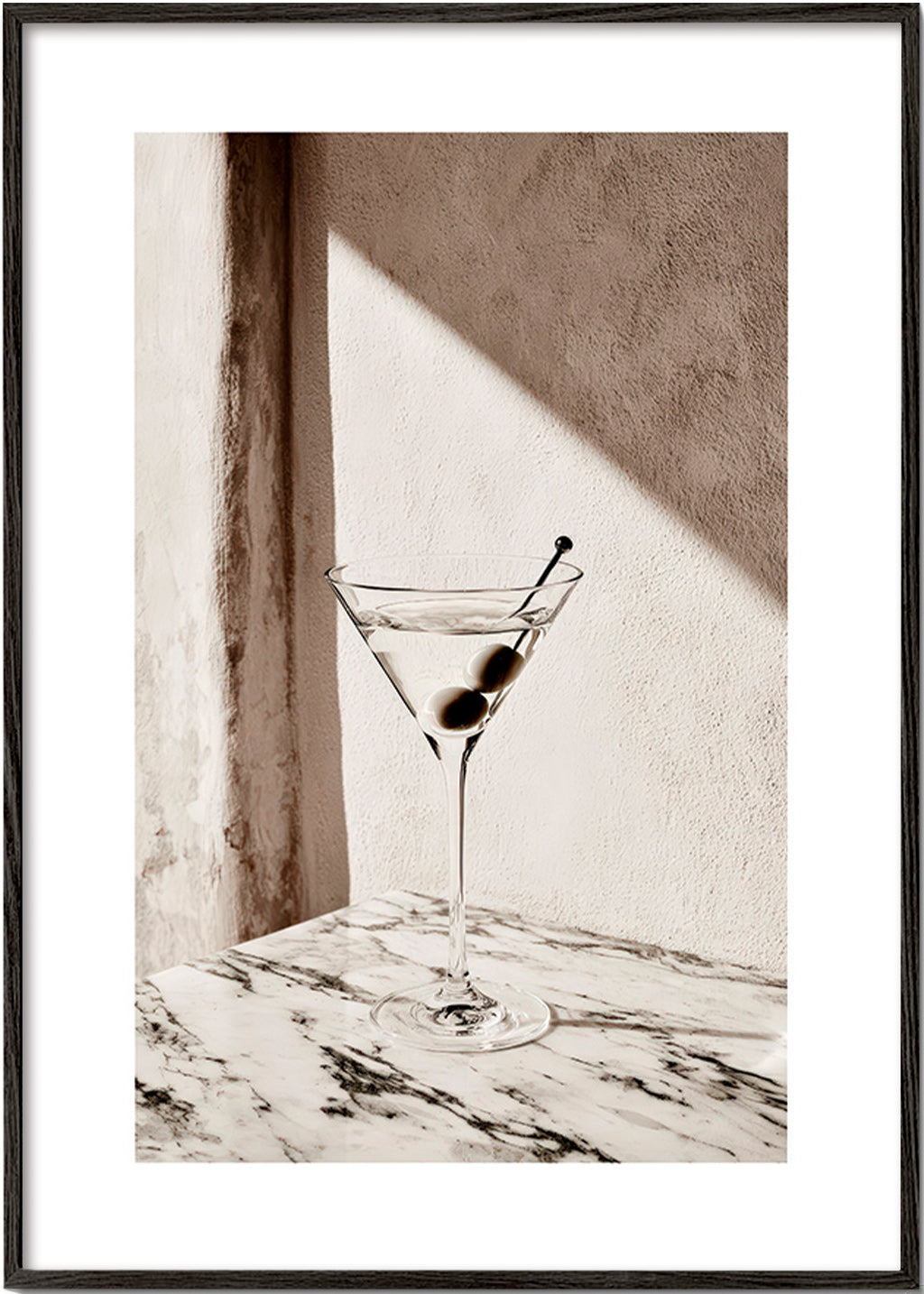 Arte para cozinha Martini em taça sobre mármore