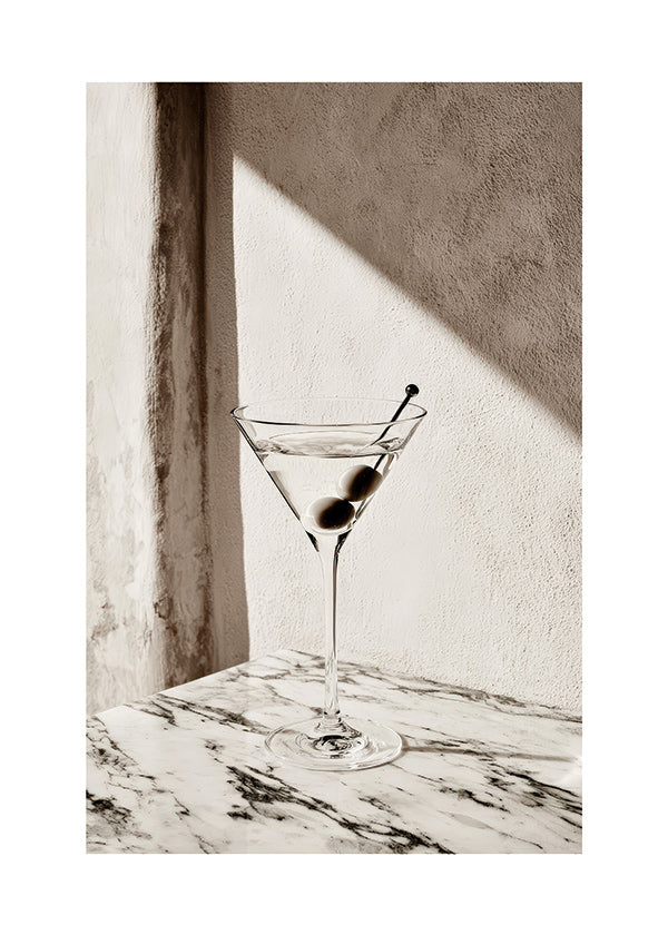 Arte para cozinha Martini em taça sobre mármore