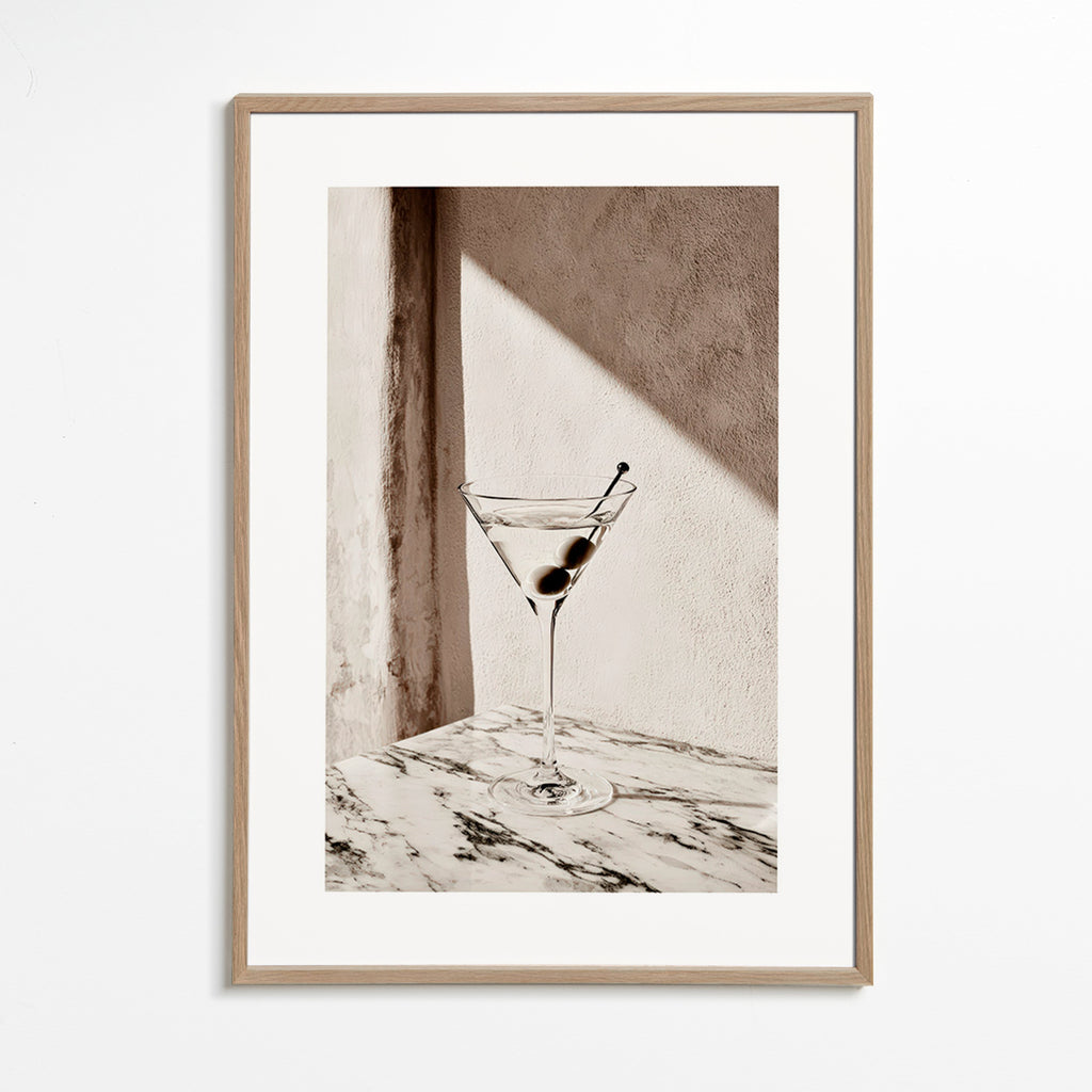 Arte para cozinha Martini em taça sobre mármore