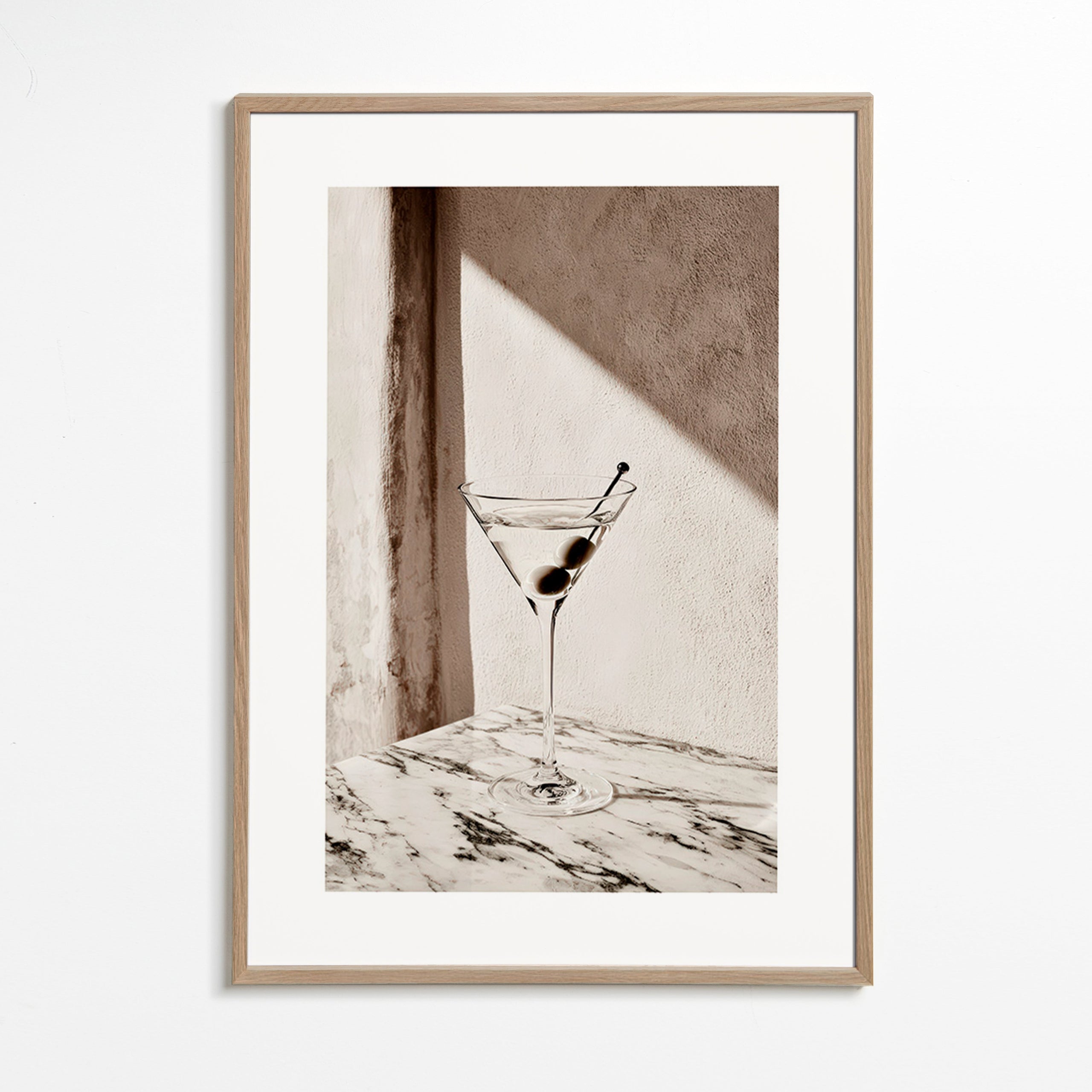 Arte para cozinha Martini em taça sobre mármore