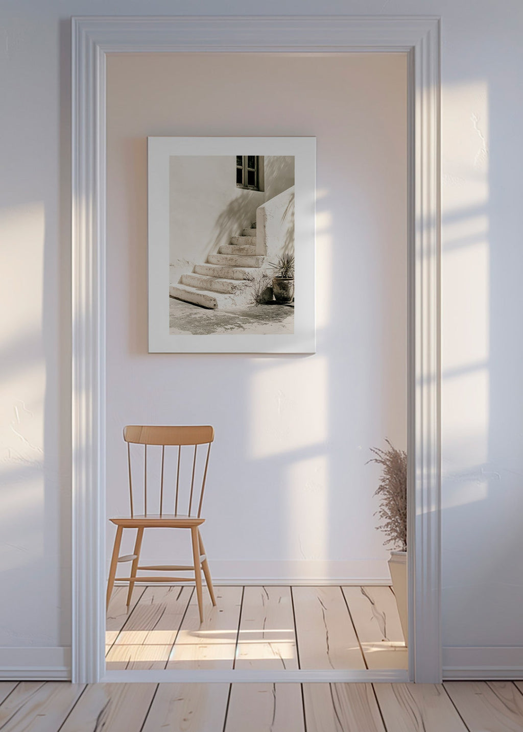 Photograph de escadas brancas com planta