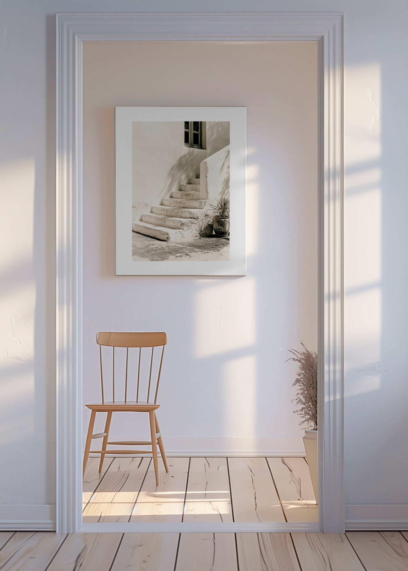 Photograph de escadas brancas com planta