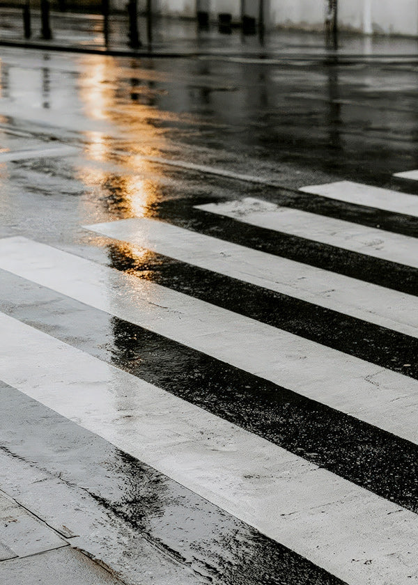 Fotografia urbana: faixa molhada na cidade