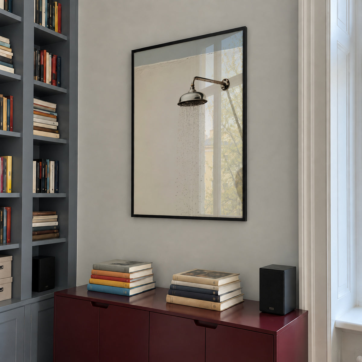 Outdoor Shower - Framed poster in an interior