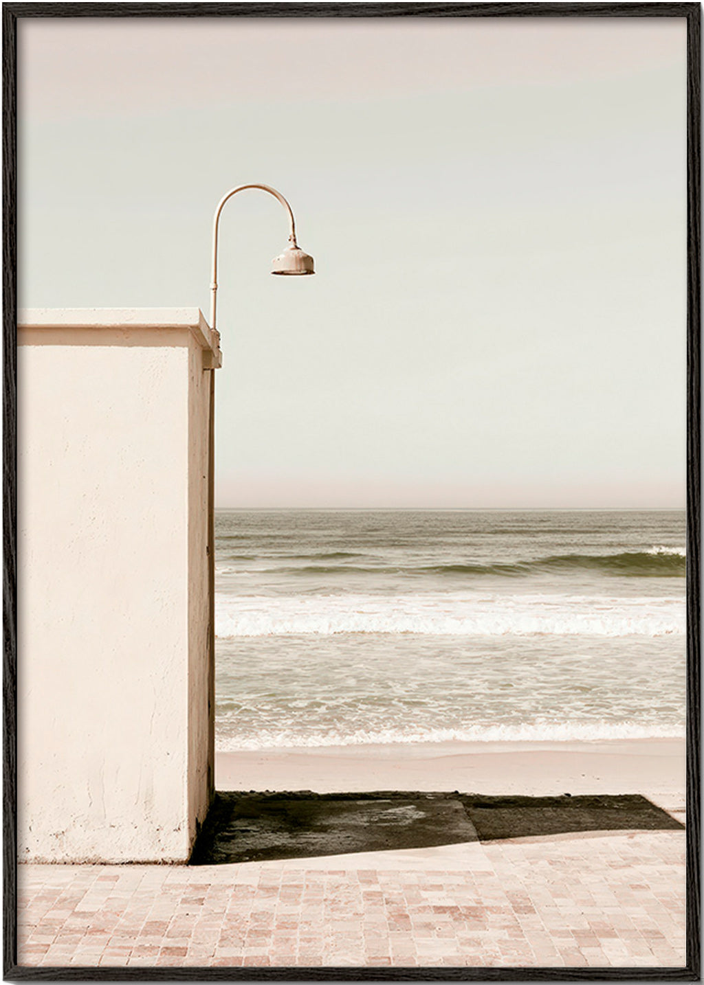 Quadro de paisagem praia com lâmpada de parede