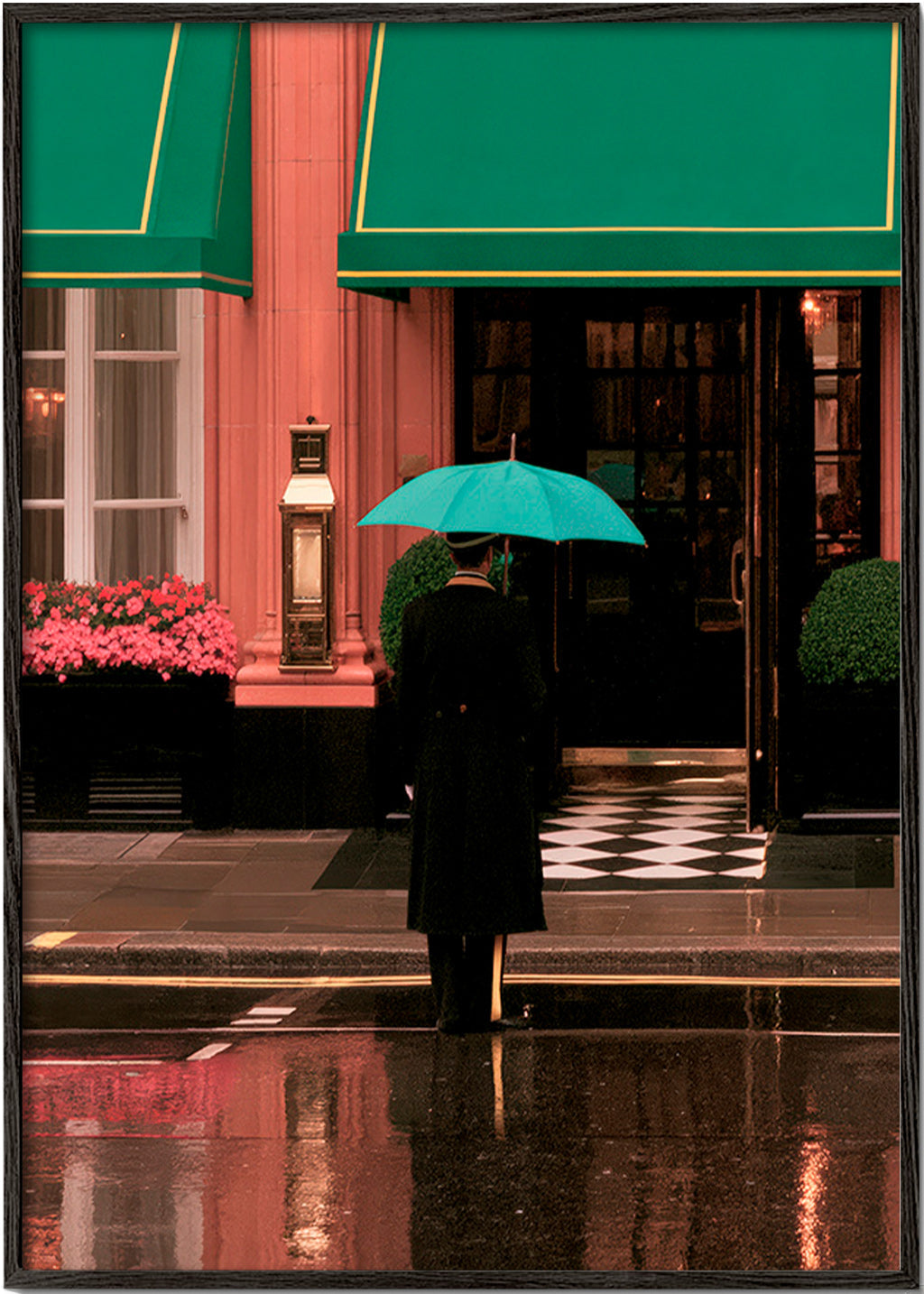 Fotografia urbana: figura com guarda-chuva e reflexos