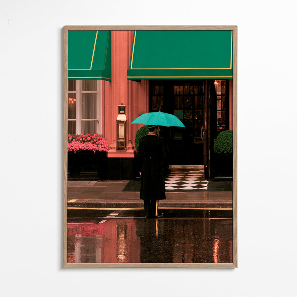 Fotografia urbana: figura com guarda-chuva e reflexos