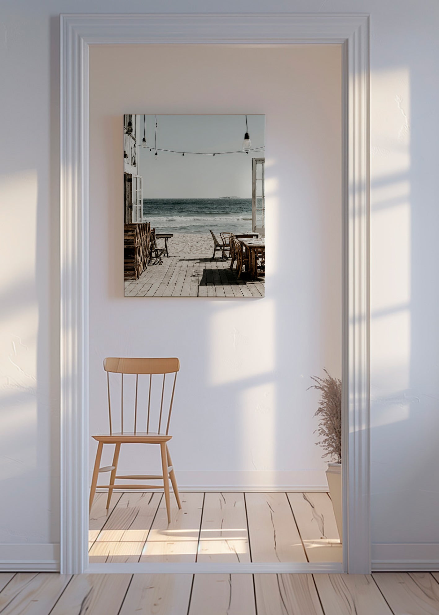 Quadro de paisagem com varanda aberta