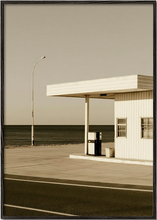 Arte para paisagem estação costeira deserta