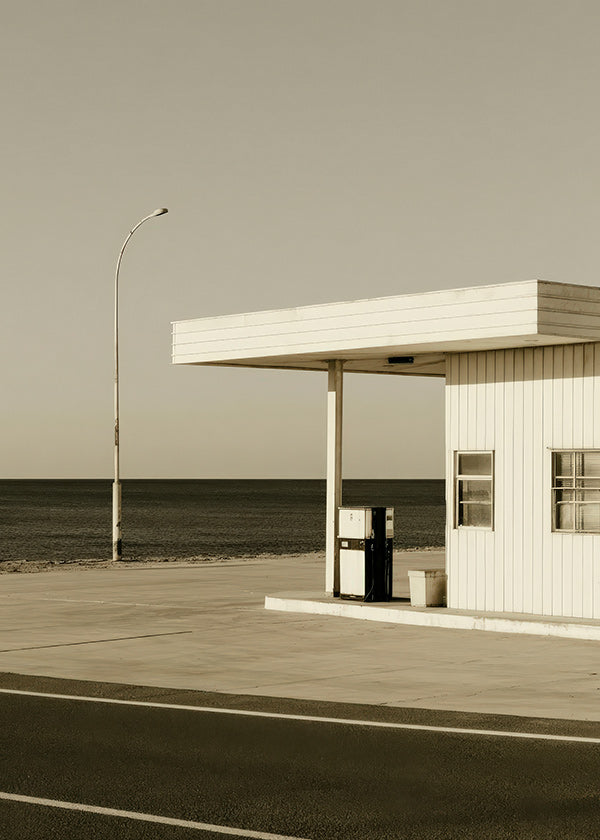 Arte para paisagem estação costeira deserta