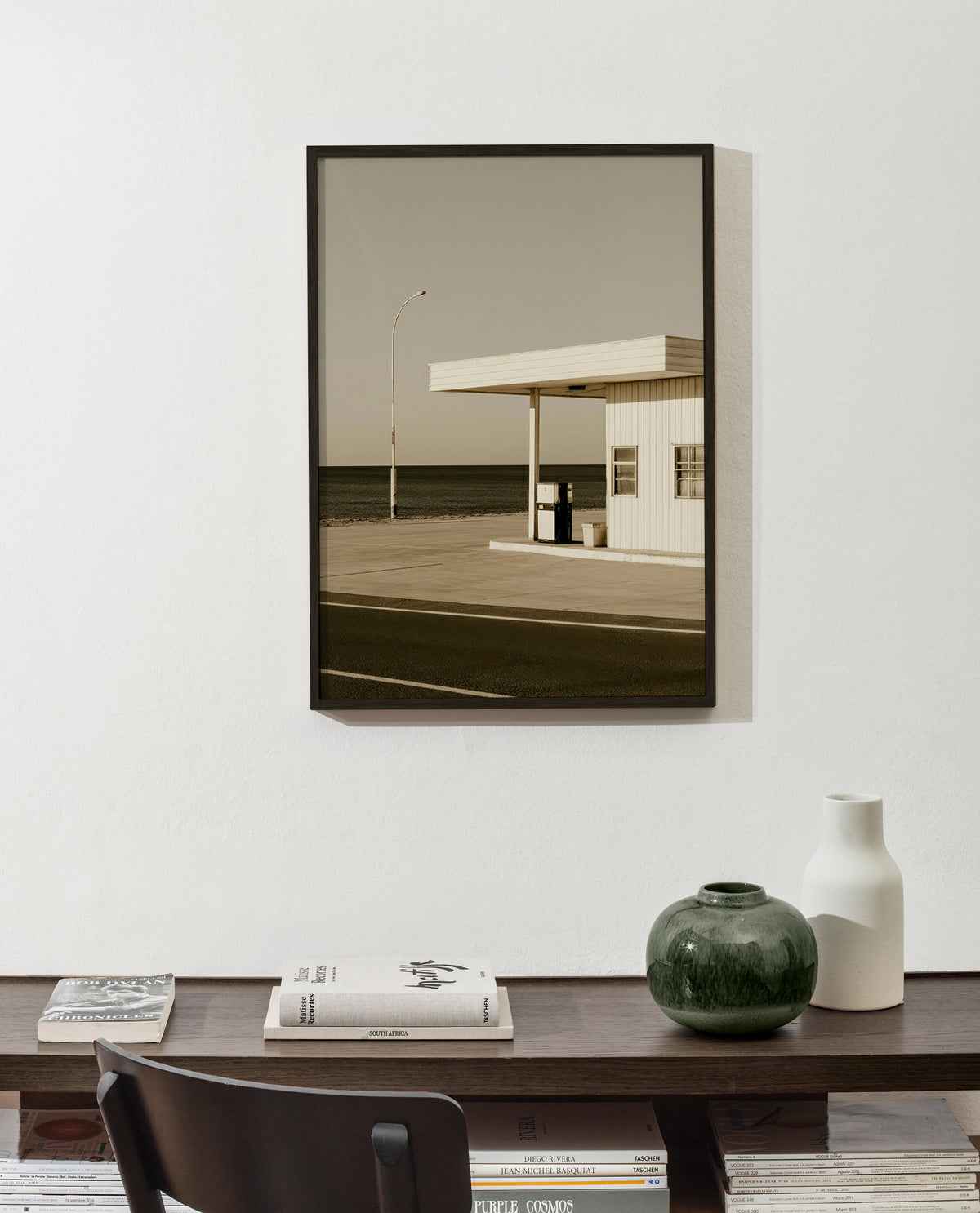 Arte para paisagem estação costeira deserta