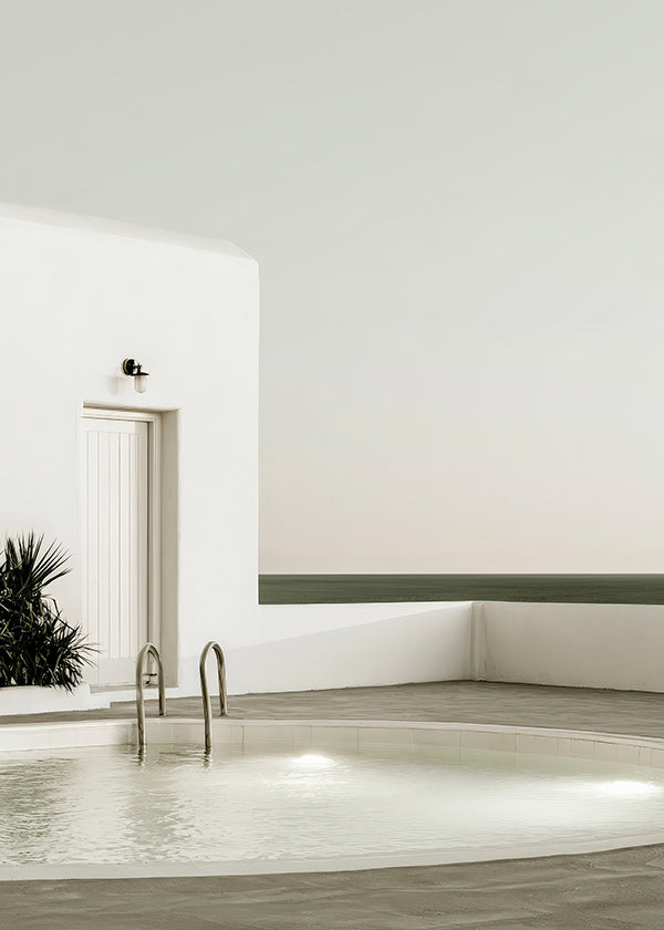 Fotografia de piscina minimalista e arquitetura branca
