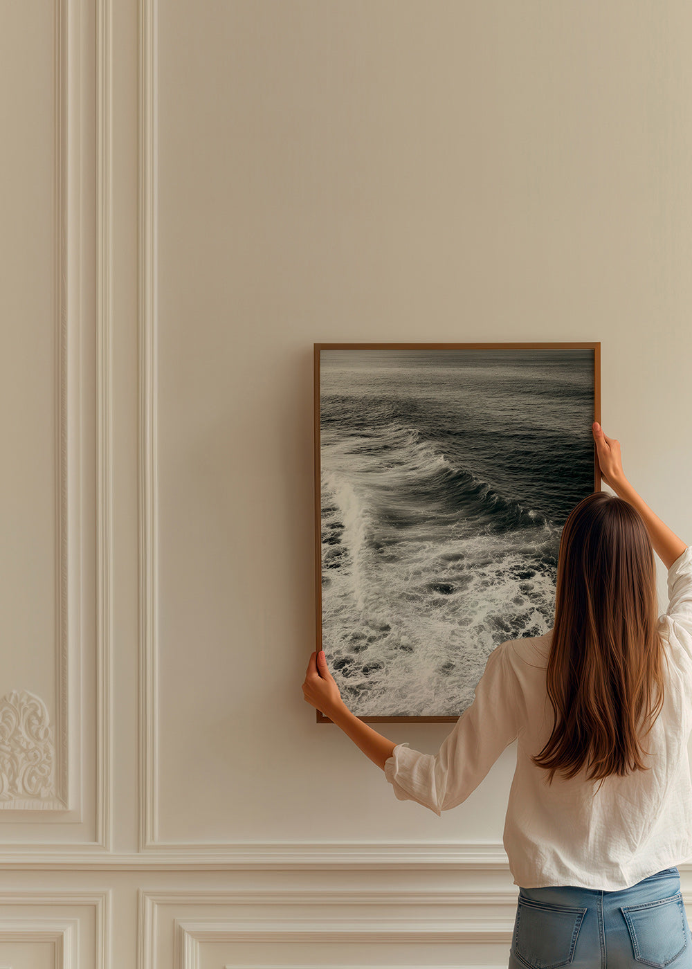Fotografia de ondas em preto e branco