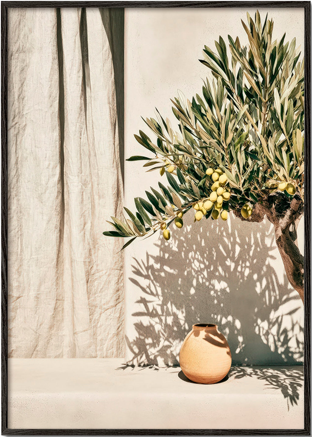 Estampa botânica ramo de oliveira