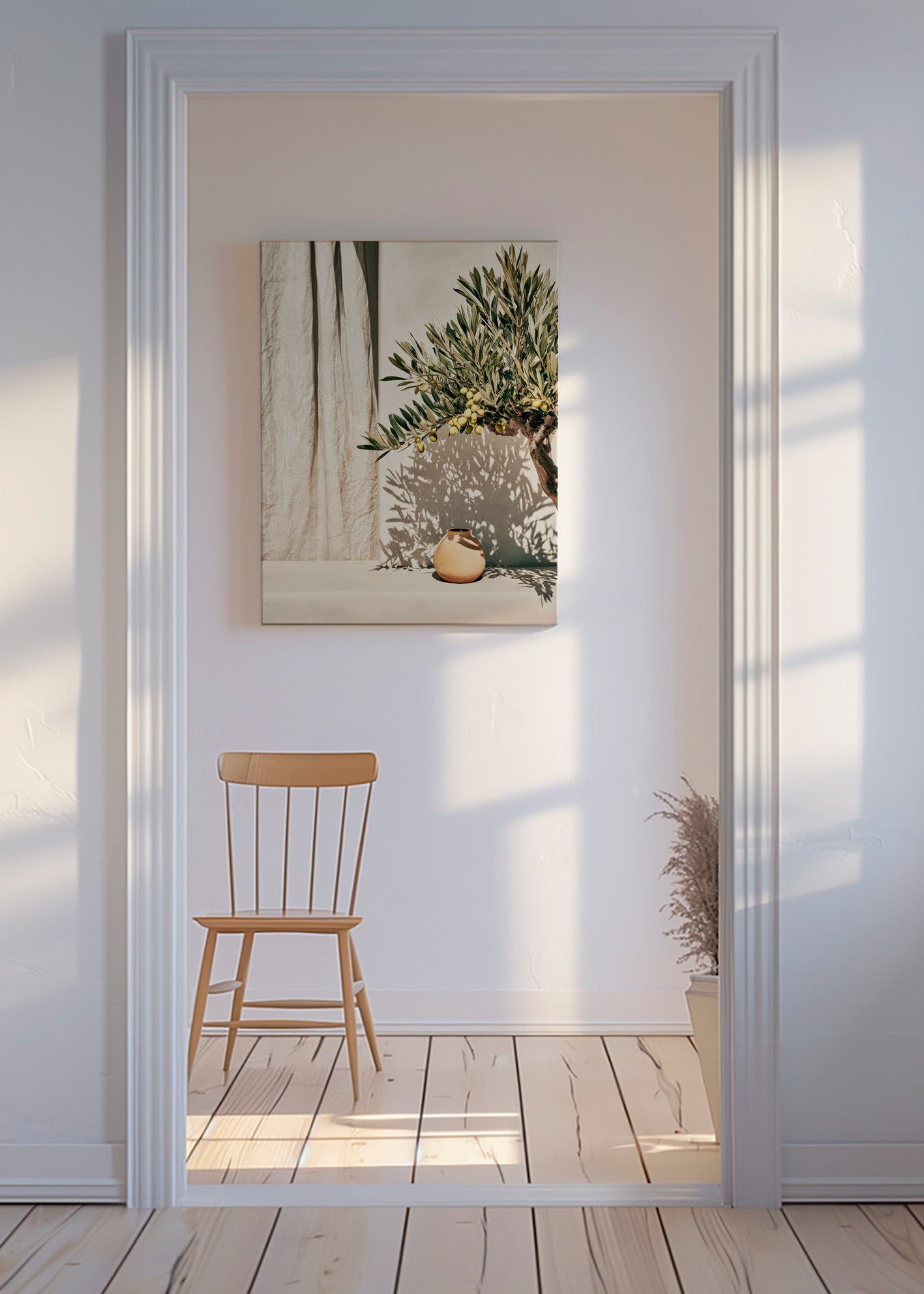 Estampa botânica ramo de oliveira