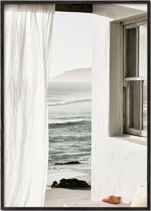 Quadro de paisagem com janela para o mar