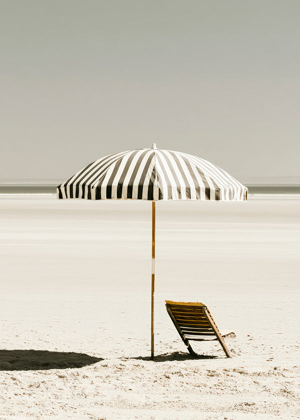 Arte paisagístico com guarda-sol solitário