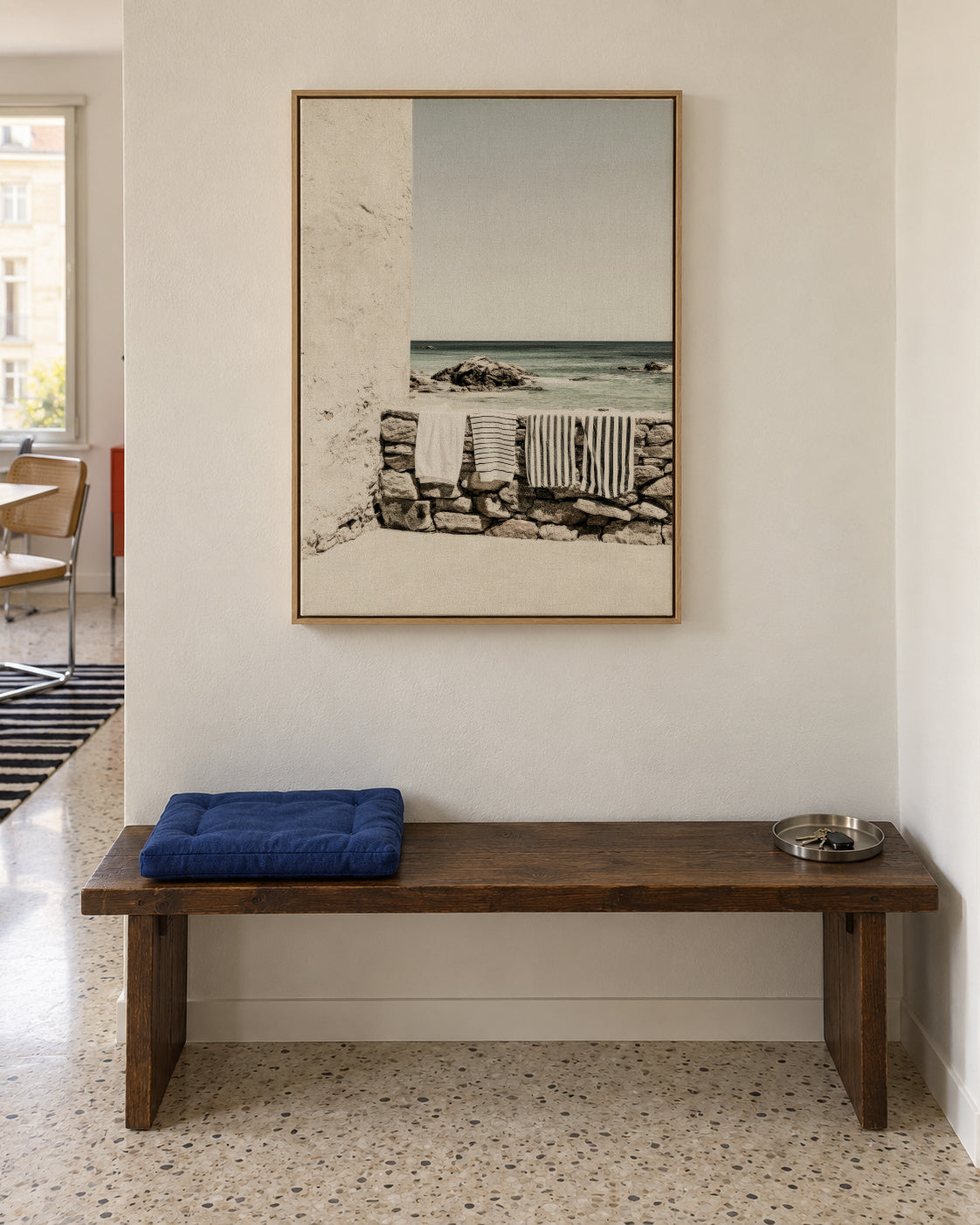 Seaside Towels - Framed canvas in an interior