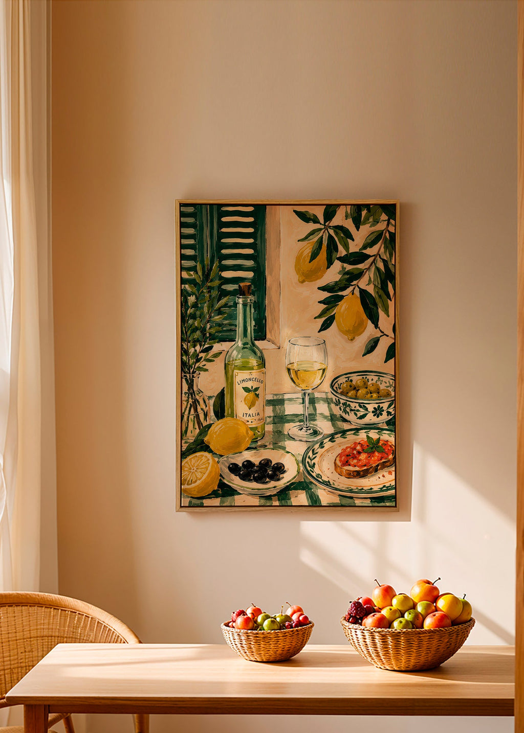 Arte para cozinha com limões e limoncello