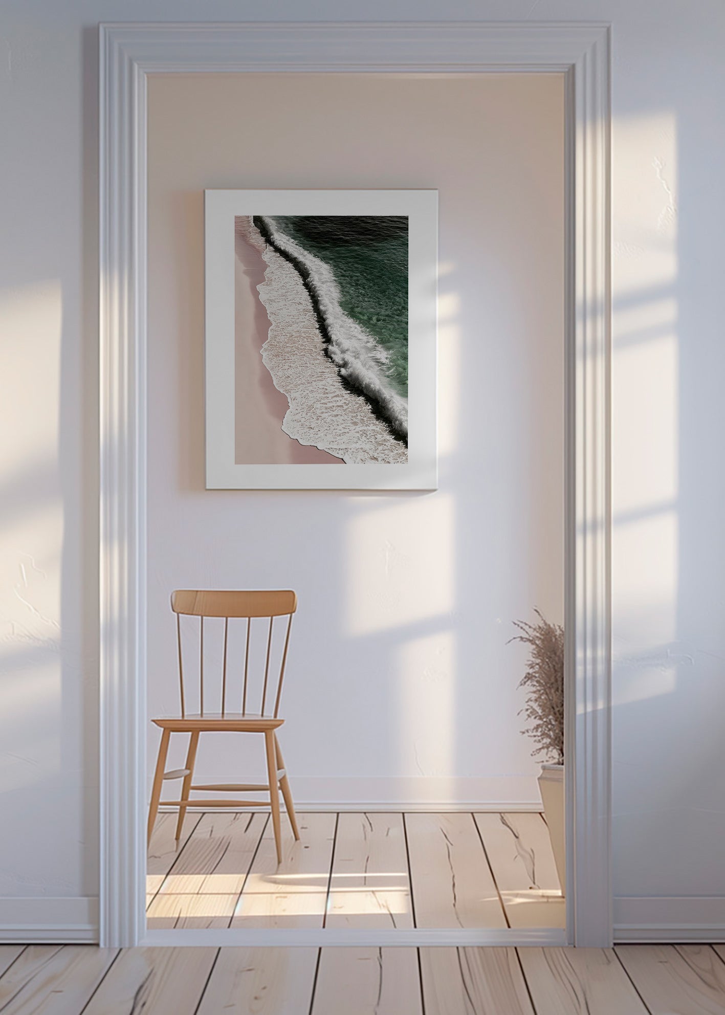 Arte para paisagem: costa rosada aérea