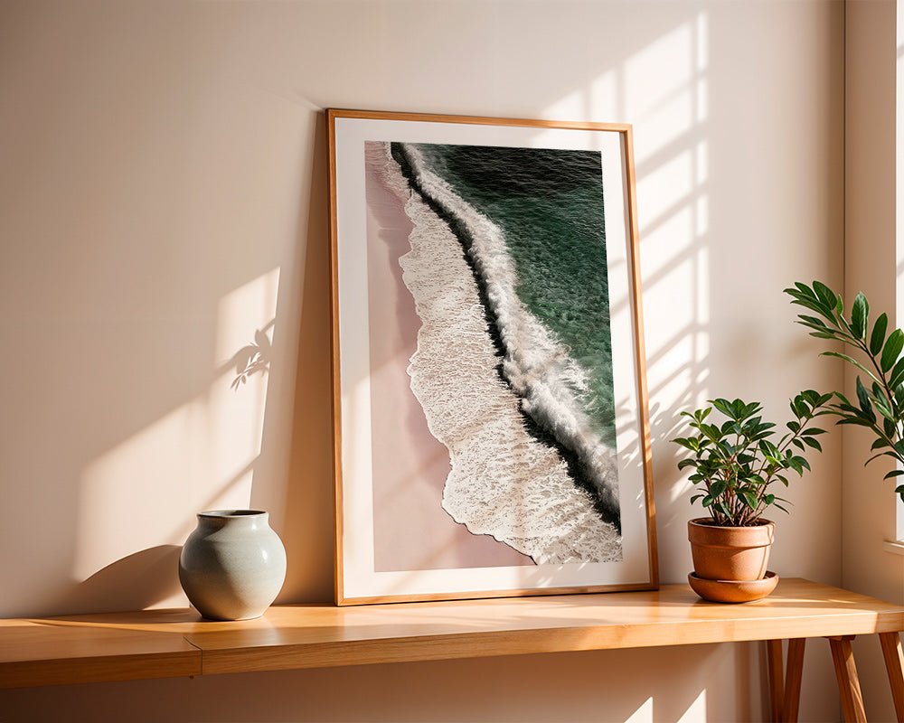 Arte para paisagem: costa rosada aérea