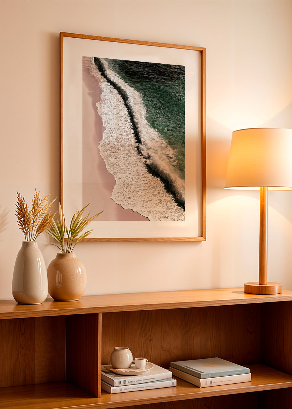 Arte para paisagem: costa rosada aérea