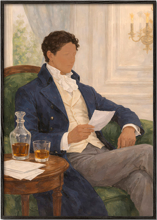 Arte vintage com cavalheiro lendo