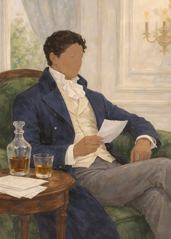 Arte vintage com cavalheiro lendo