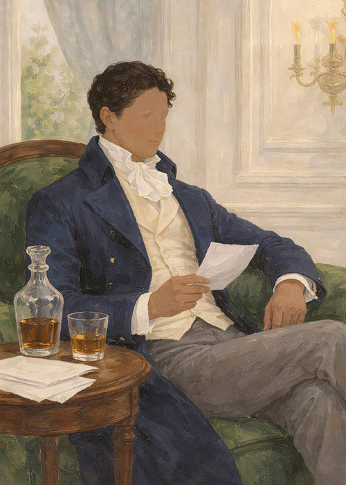 Arte vintage com cavalheiro lendo